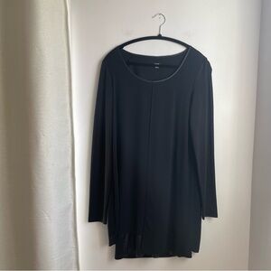 Black Tunic Top with Faux-leather Collar&Layered Hem-Rudsak-size M